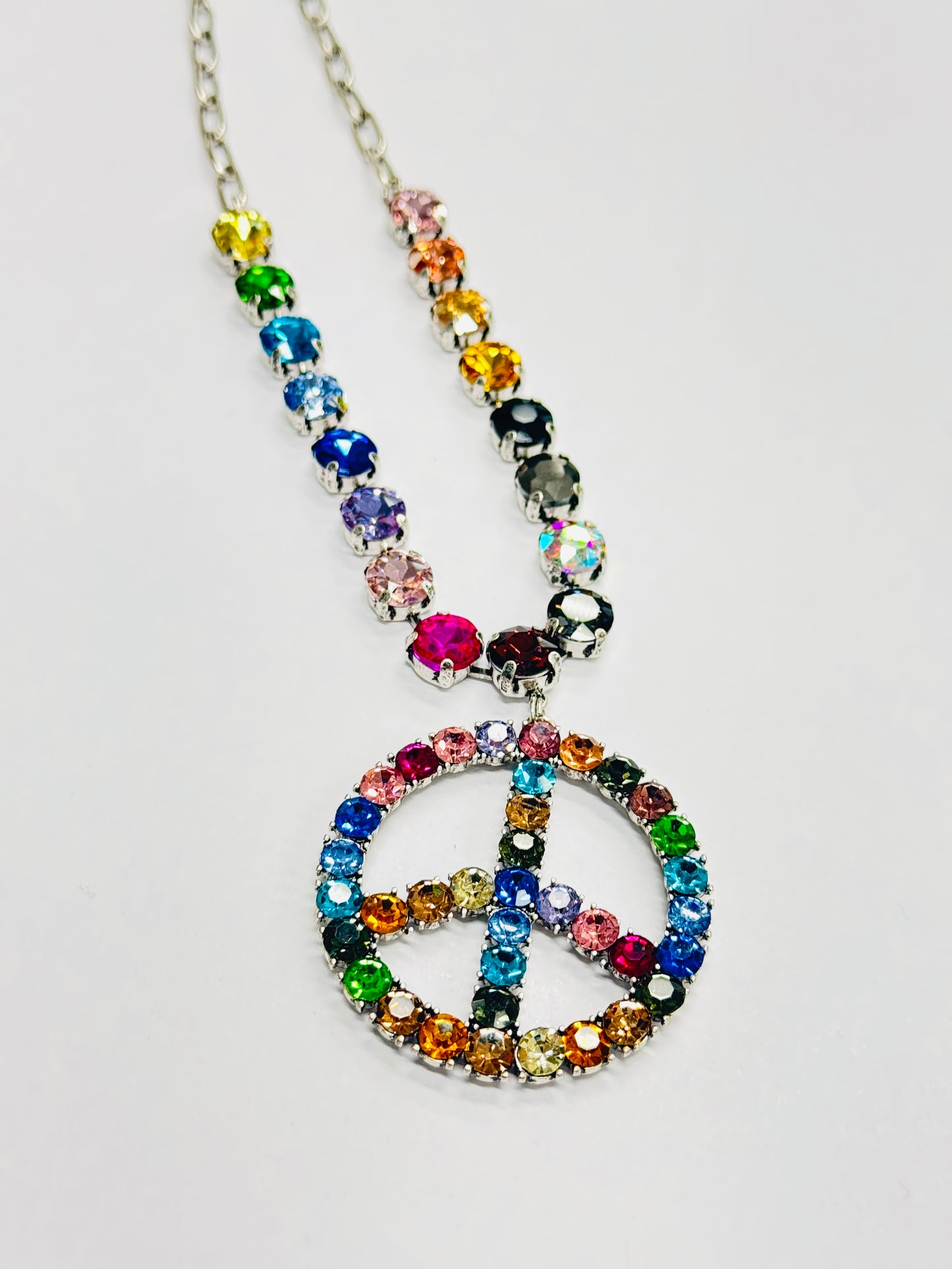 Multicolor Peace Crystal Necklace - 2 colors!