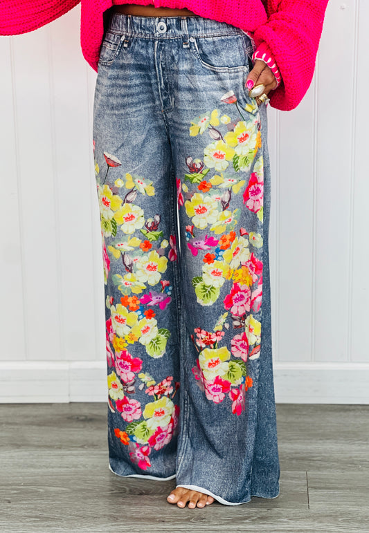Floral Illusion Denim Jeans (Reg & Plus)