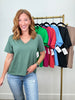 V-Neck Pima Cotton Boxy Tee Shirt (Reg.) - 7 Colors