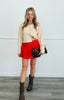 Red Pleated Side Zip Mini Skort (Reg.)