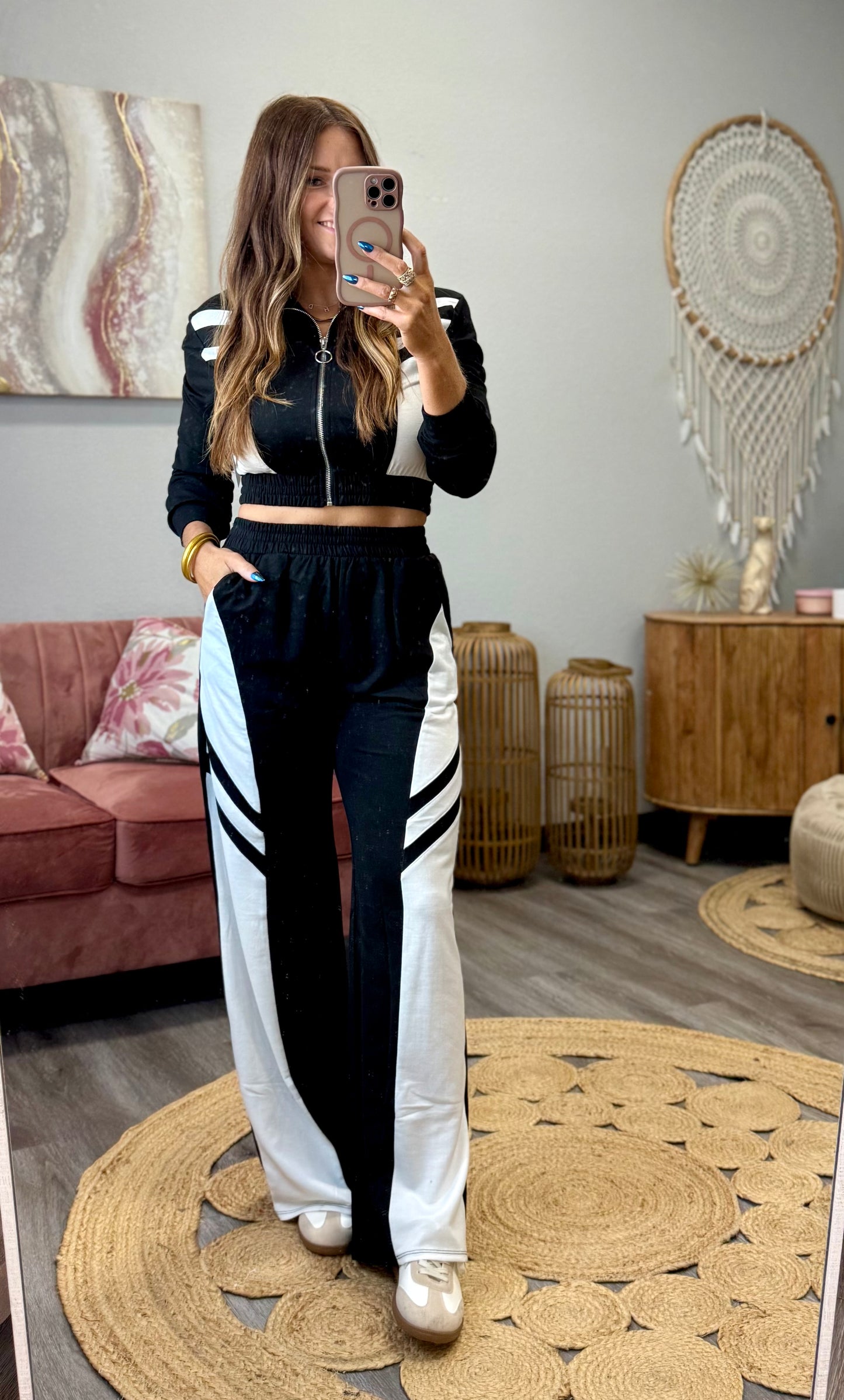 Color Block Zip Jacket Pants Set (Reg.) - 2 Colors