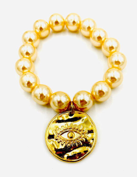 Goupi - Champagne Pearl Bracelet With Charm