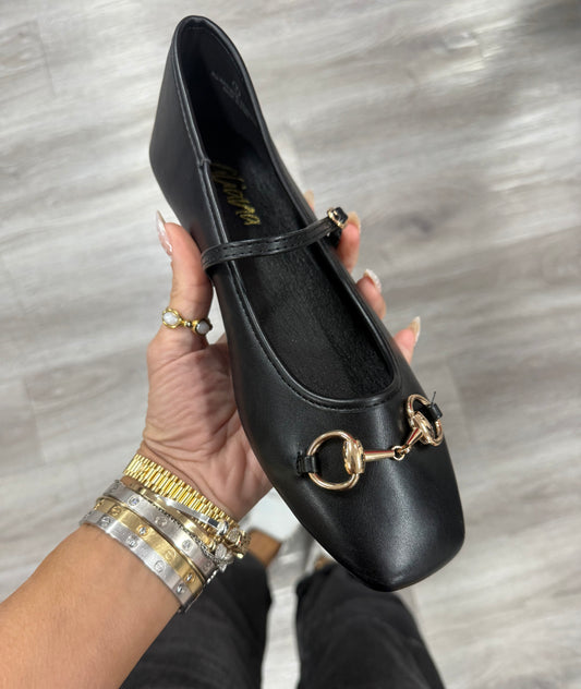 Black Bit & Buckle Flats
