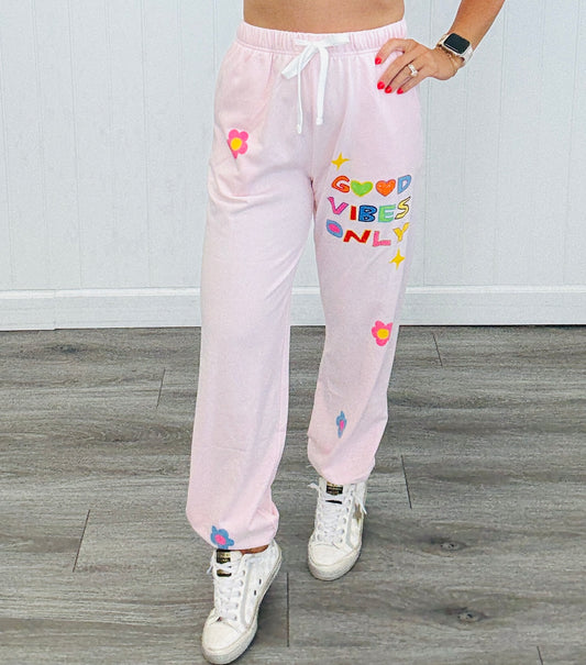 Blush Good Vibes Only Sweatpants (Reg.)