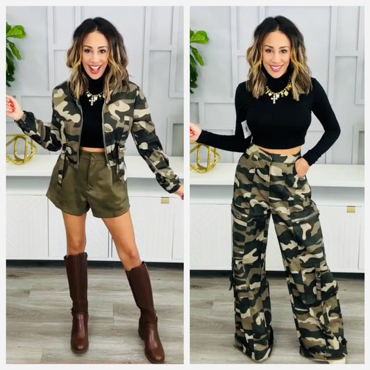 Camo Wood Crop Jacket & Pants (Reg & Plus)