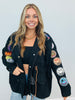 Black Keep Smiling Multi Patch Jacket (Reg & Plus)