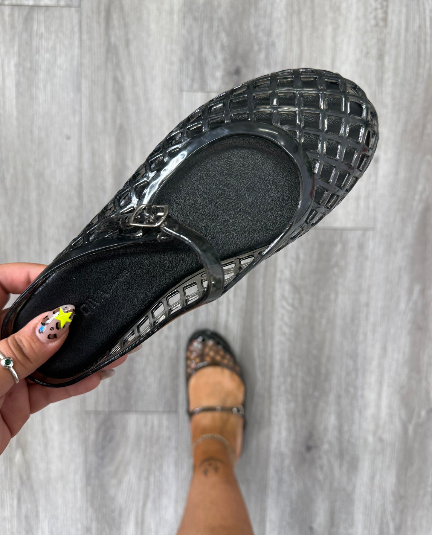 Black Summer Breeze Jelly Flats