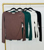 Essential Boat Neck Long Sleeve Tee Top (Reg.) - 4 Colors