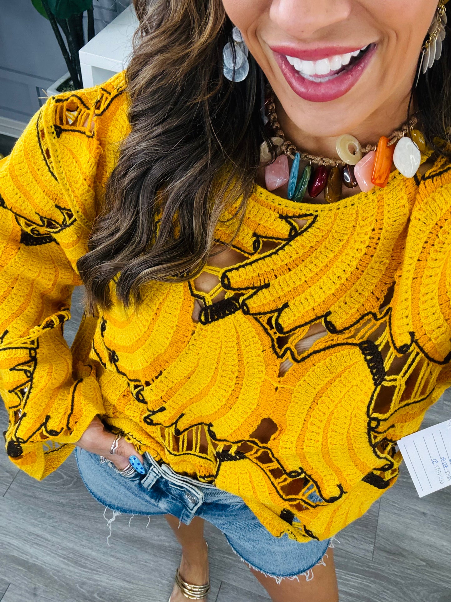 Banana Crochet Long Sleeve Top (Reg.)