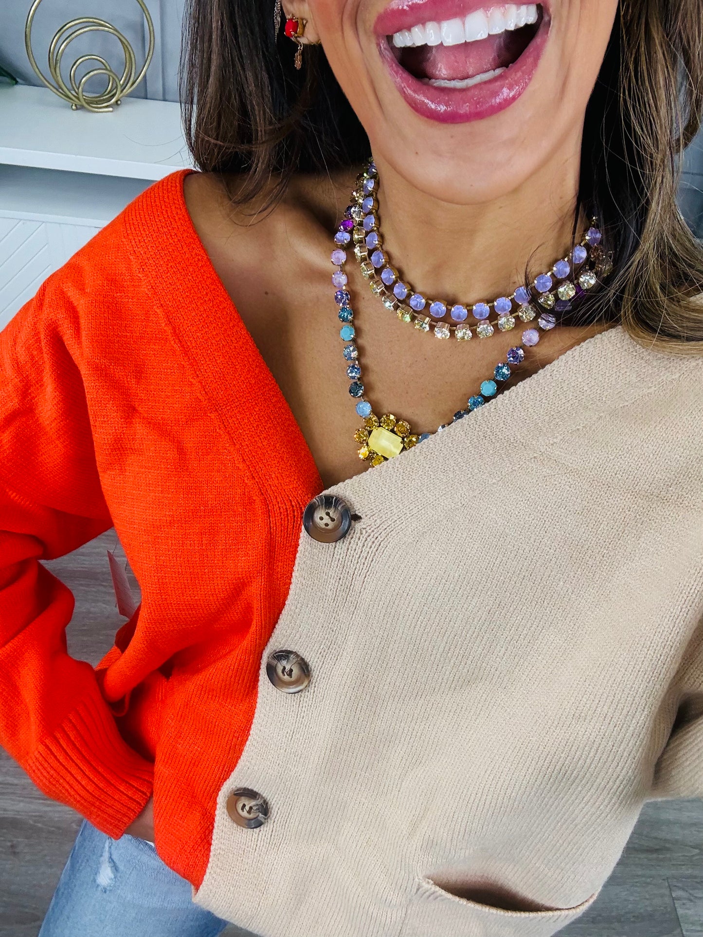 Colorblock Button Up Cardigan (Reg.)