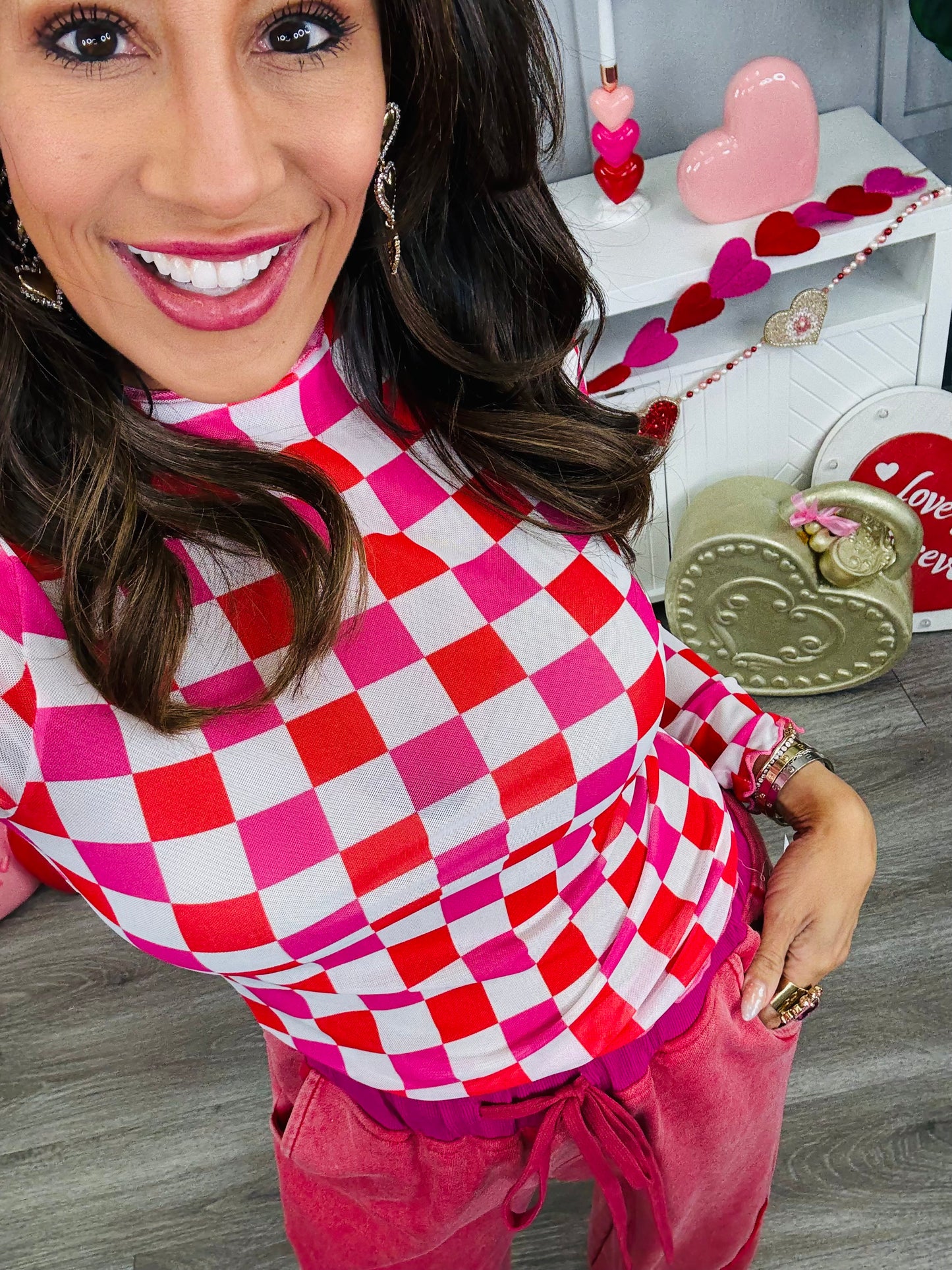 Checkered Mesh LS Top (Reg. and Plus)