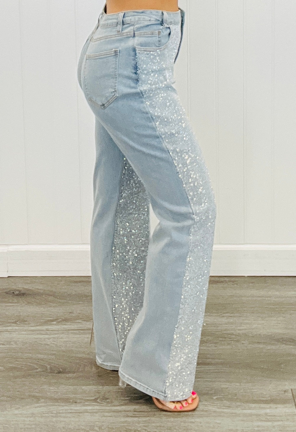 Light Wash Denim Rhinestone Pants (Reg.)