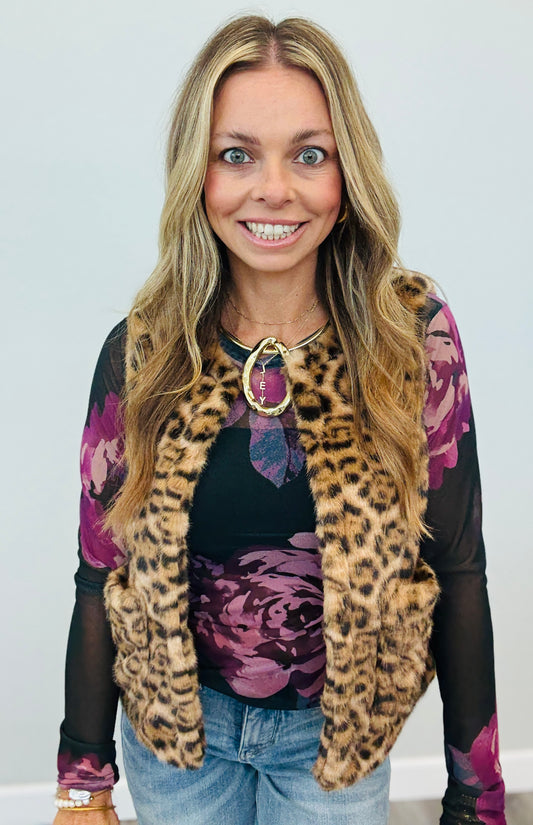 Bold Leopard Faux Fur Vest (Reg.)