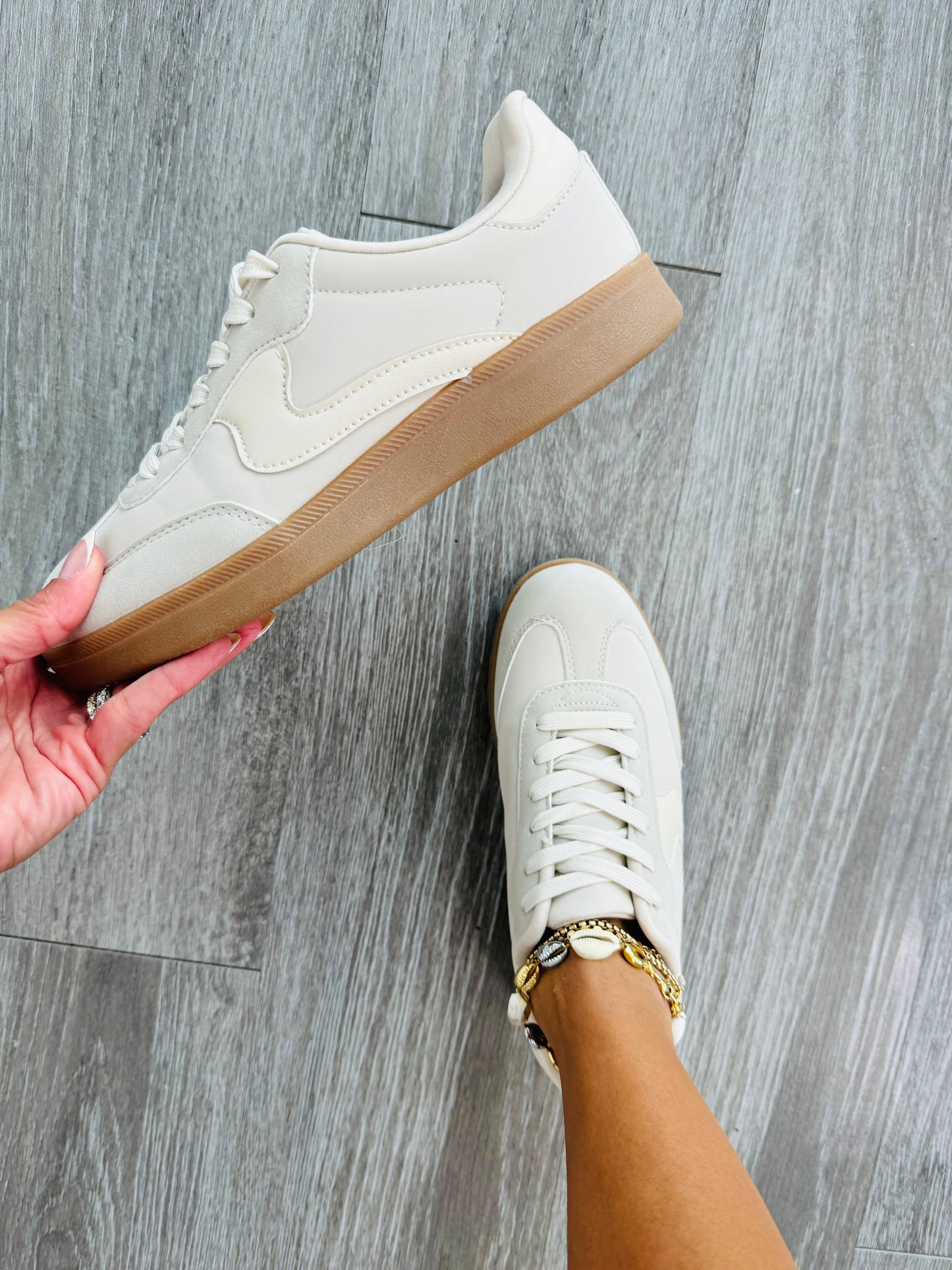 Beige Stride In Confidence Sneakers