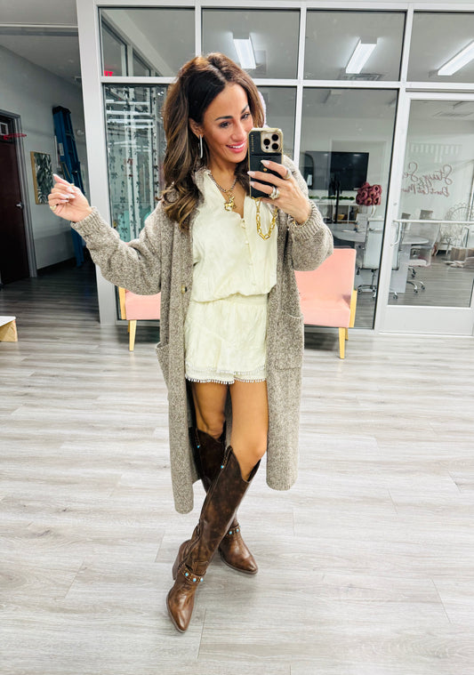 Brown Sweater Longline Cardigan (Reg.)