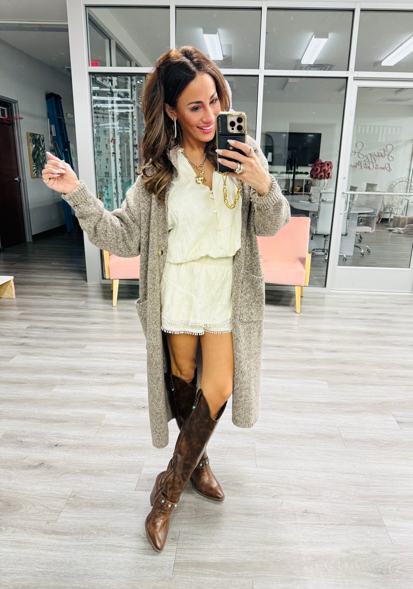 Brown Sweater Longline Cardigan (Reg.)