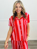 Red/Pink Striped Button Up Pajama Top (Reg.)