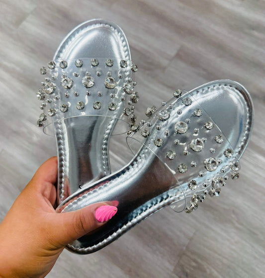 Silver Crystal Clear Cutie Sandals