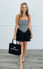 Black Striped Bubble Hem Mini Dress (Reg.)