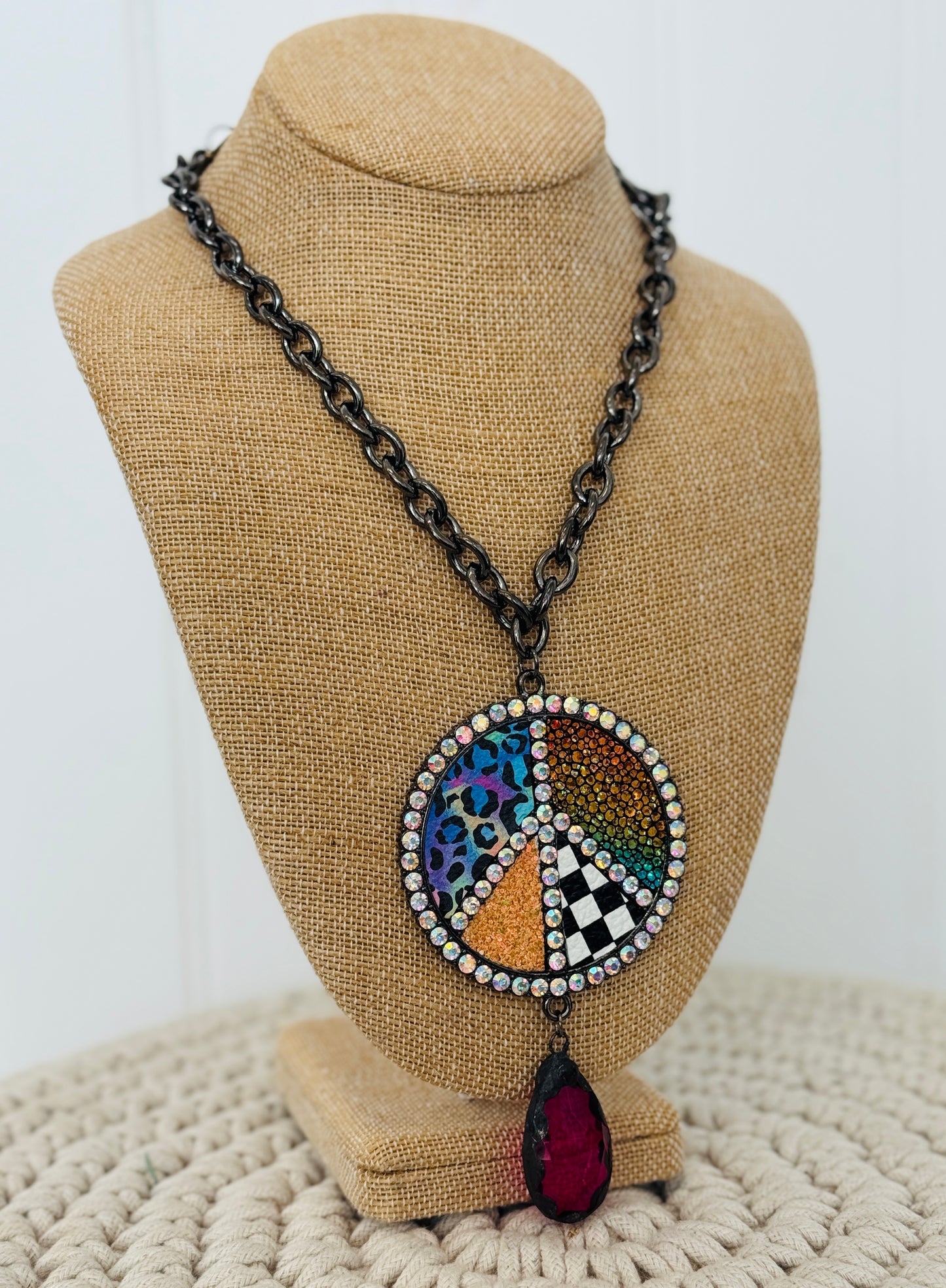 Gypsy South - Leopard Peace Sign Necklace