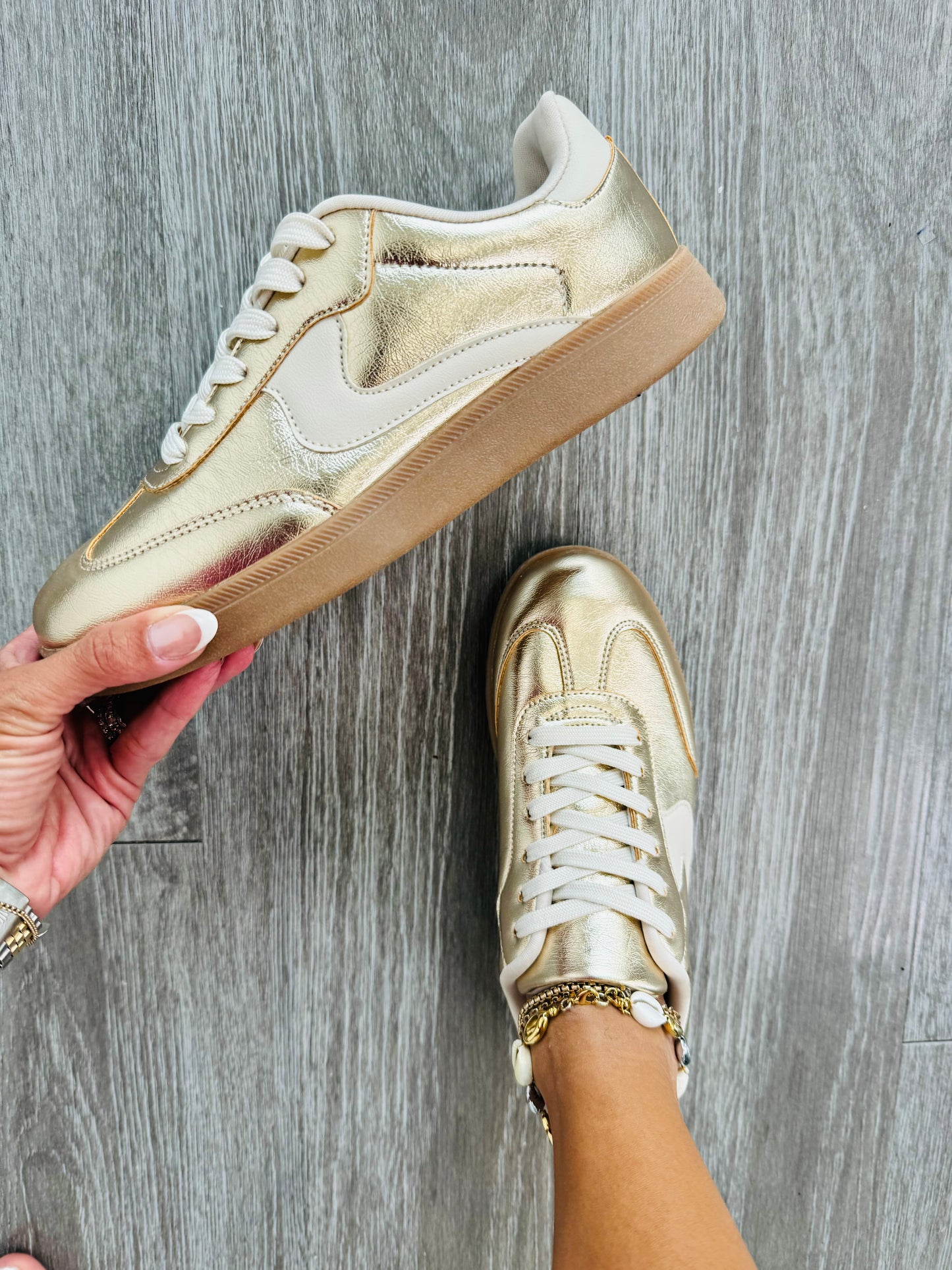 Gold Stride In Confidence Sneakers