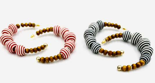 Striped Delight Hoop Earrings-2 Colors