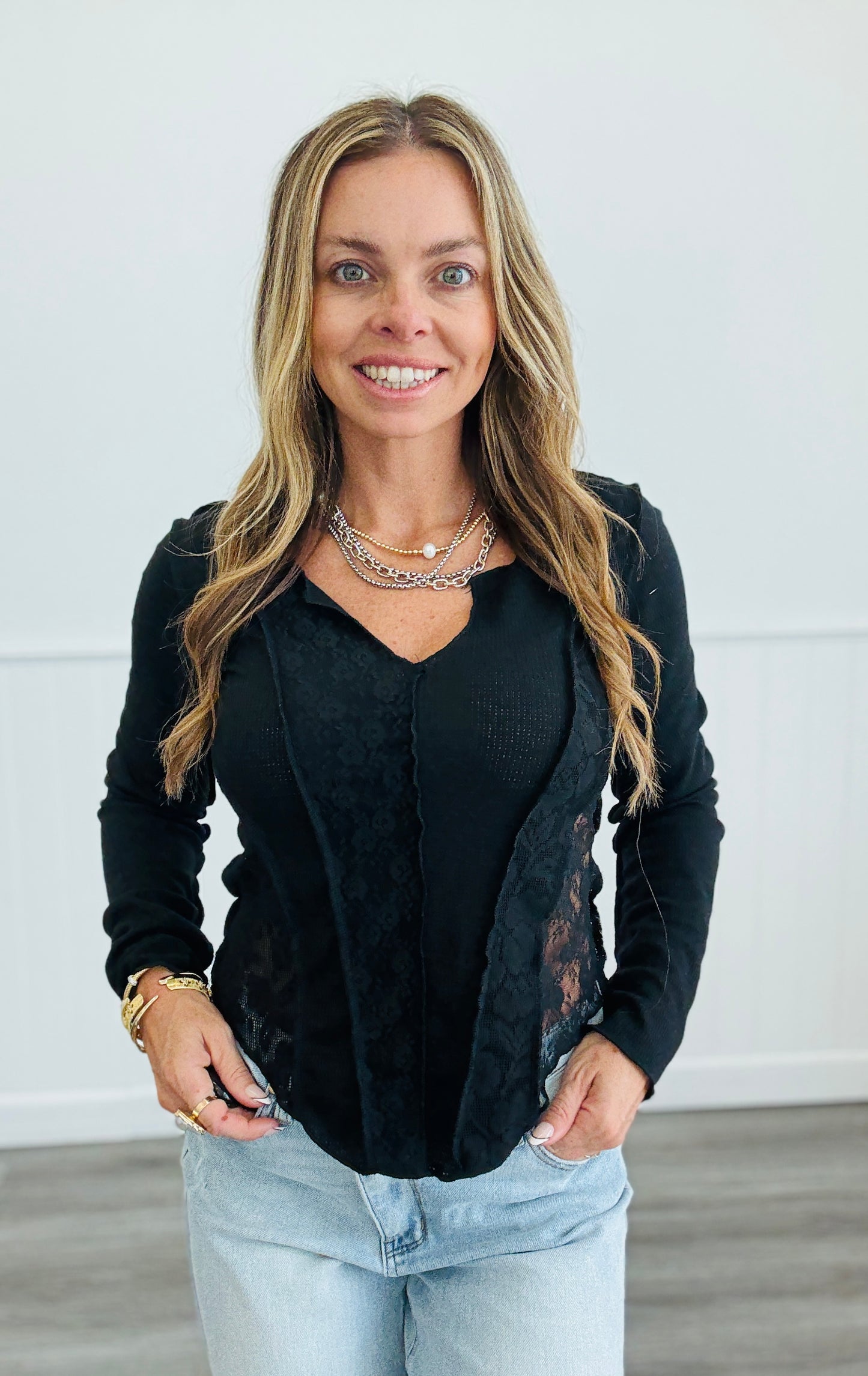 POL Black Sheer Illusion Top (Reg.)