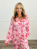 Red/Pink Bow Printed Button Up Pajama Top (Reg.)