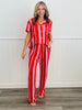 Red/Pink Striped Button Up Pajama Top (Reg.)