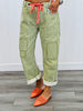 Lime Striped Twill Barrel Pants (Reg & Plus.)