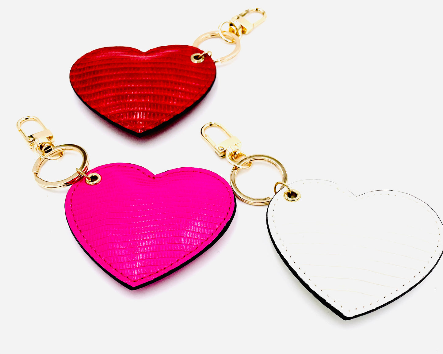 Leather Puffy Heart Keychain/Purse Charm - 3 Colors