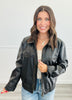 Washed Faux Leather Jacket (Reg)-2 Colors