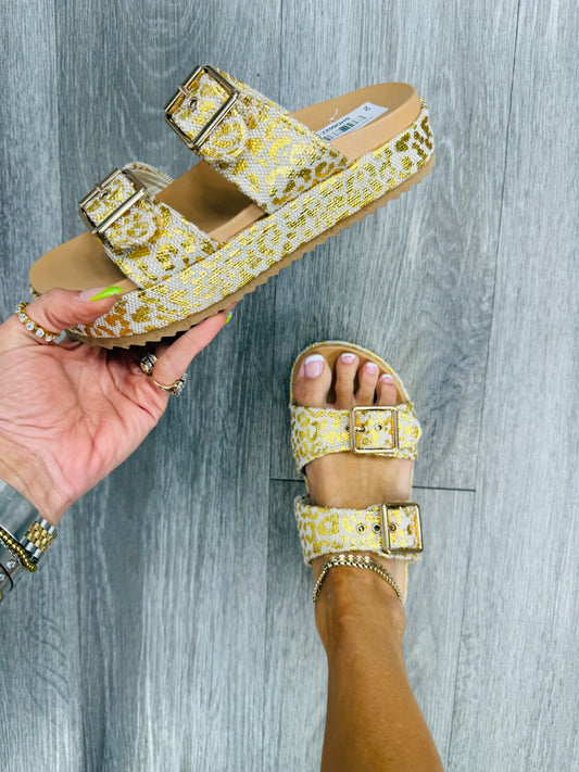 Golden Leopard Platform Sandals