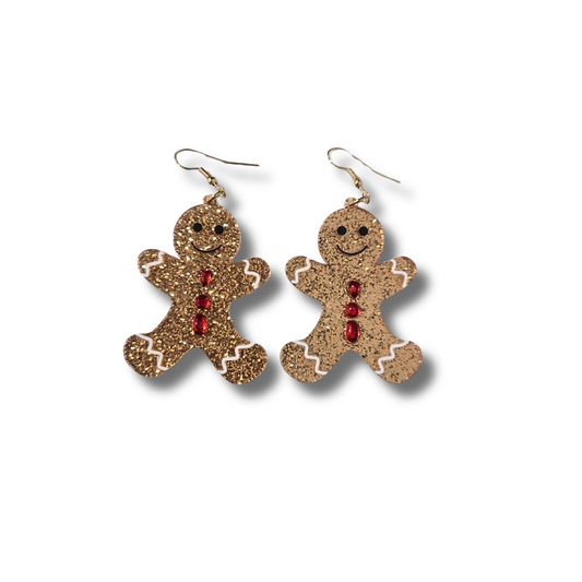 Glittery Gingerbread Man Earrings