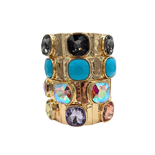 Chunky Rhinestone Gold Stretch Bracelet (4 colors)