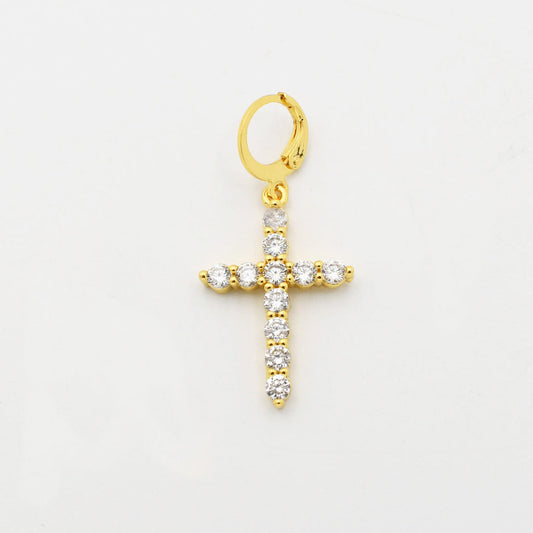 TJ - Simple Crystal Cross Charm (G/S)