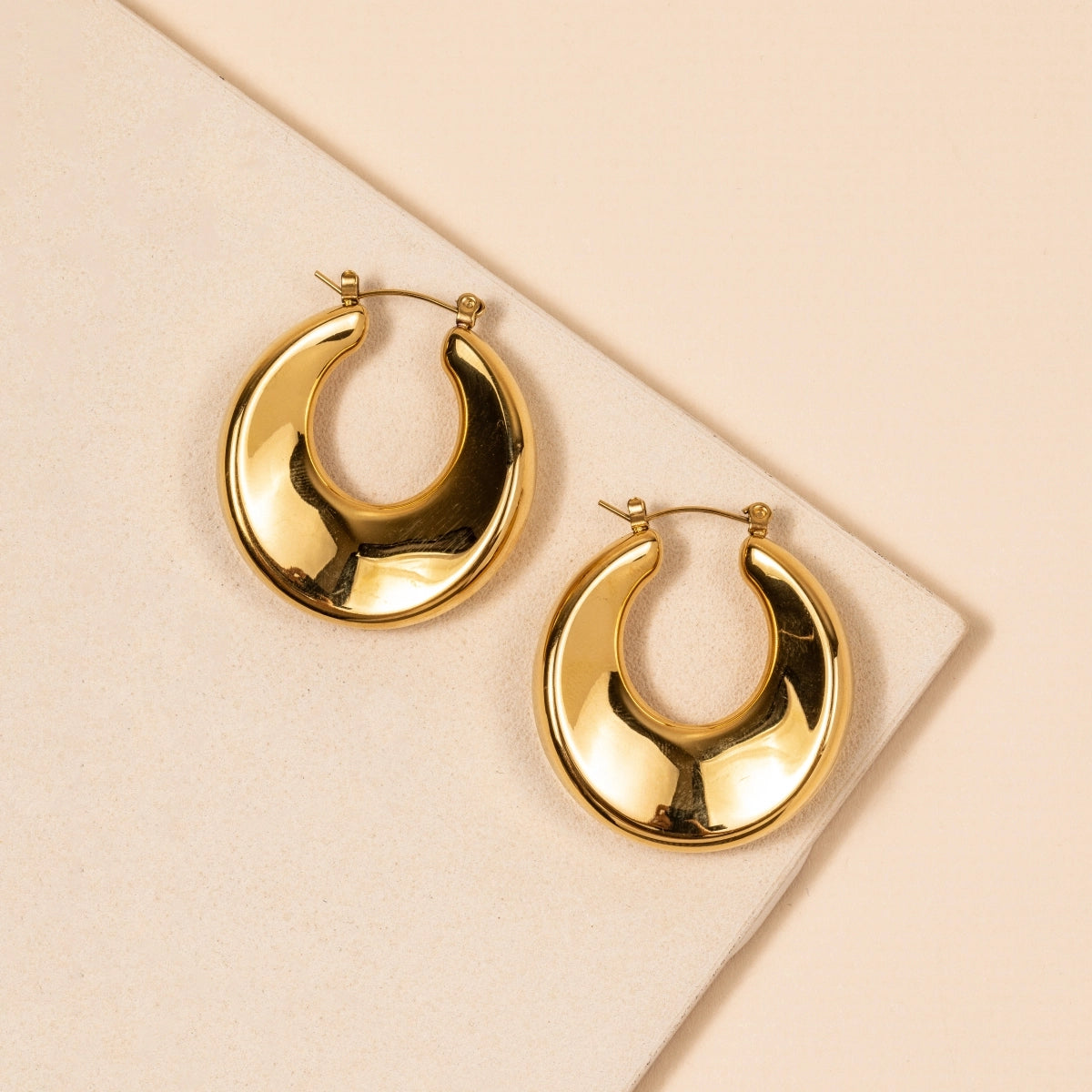 18K Gold Plated Convex Shaped Earrings