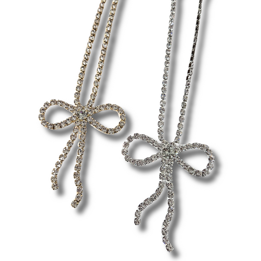Rhinestone Bow Necklace (2 colors)