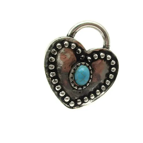 Heart Locket Turquoise Cuff Ring
