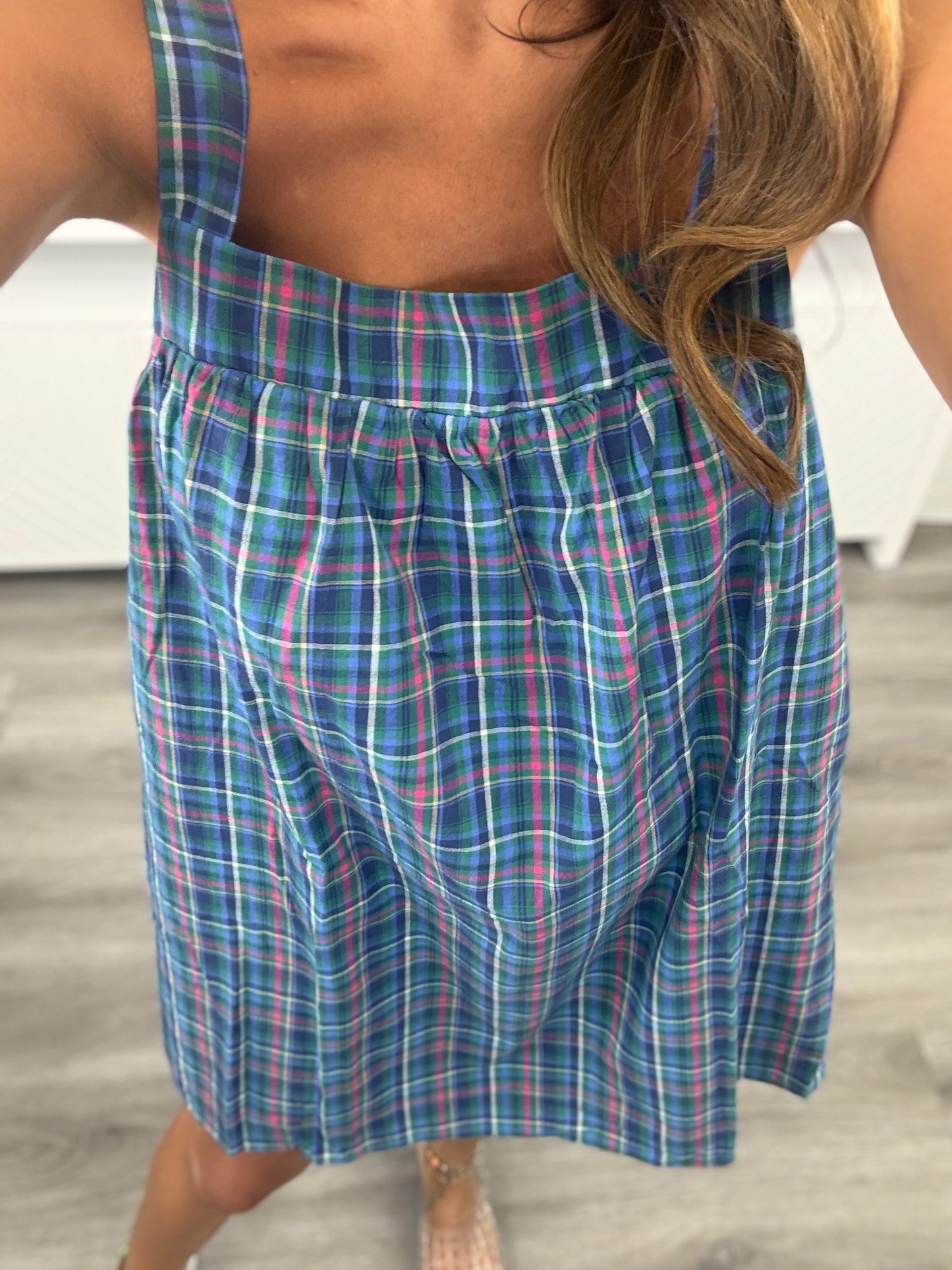 Plaid Pocket Sleeveless Mini Dress (Reg.)