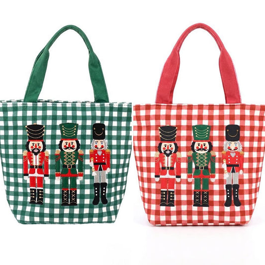 Gingham Nutcracker Tote Bags (2 colors)