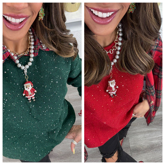 Glitter Knit Sweater Top (Reg & Plus)-2 Colors