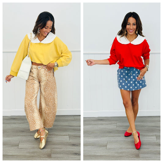 Contrast Detachable Peter Pan Collar Sweatshirt (Reg.)-2 Colors