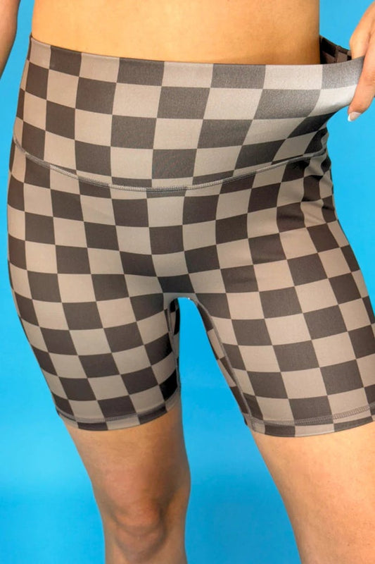 Chocolate Checkered Biker Shorts (Reg. & Plus)