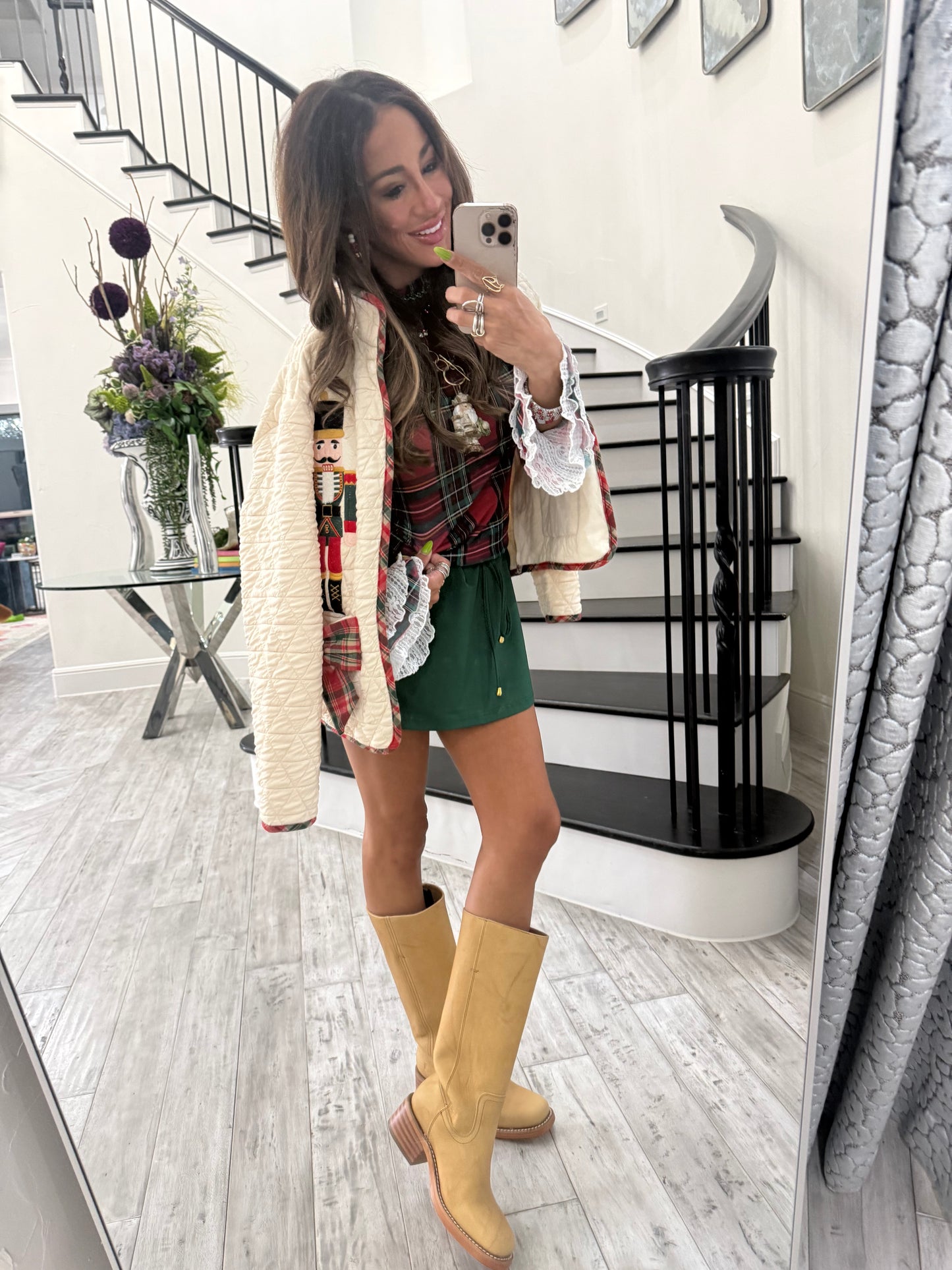 Cream Nutcracker Bow Quilted Jacket (Reg.)