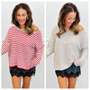 Striped Round Neck Sweater Top (Reg.)-2 Colors