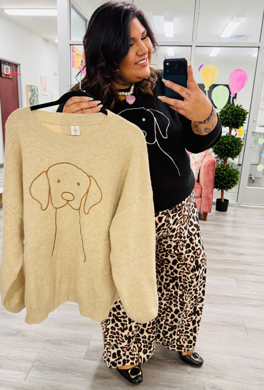 Puppy Snuggles Sweater (Reg. and Plus) - 2 Colors