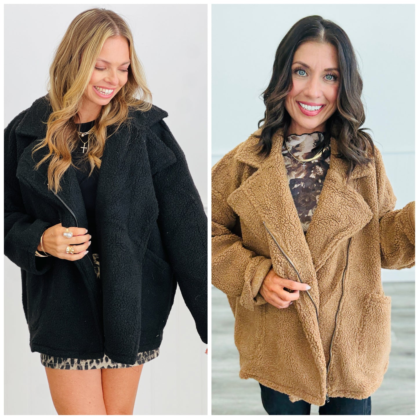 Faux Fur Zip Up Moto Jacket (Reg.) - 2 Colors