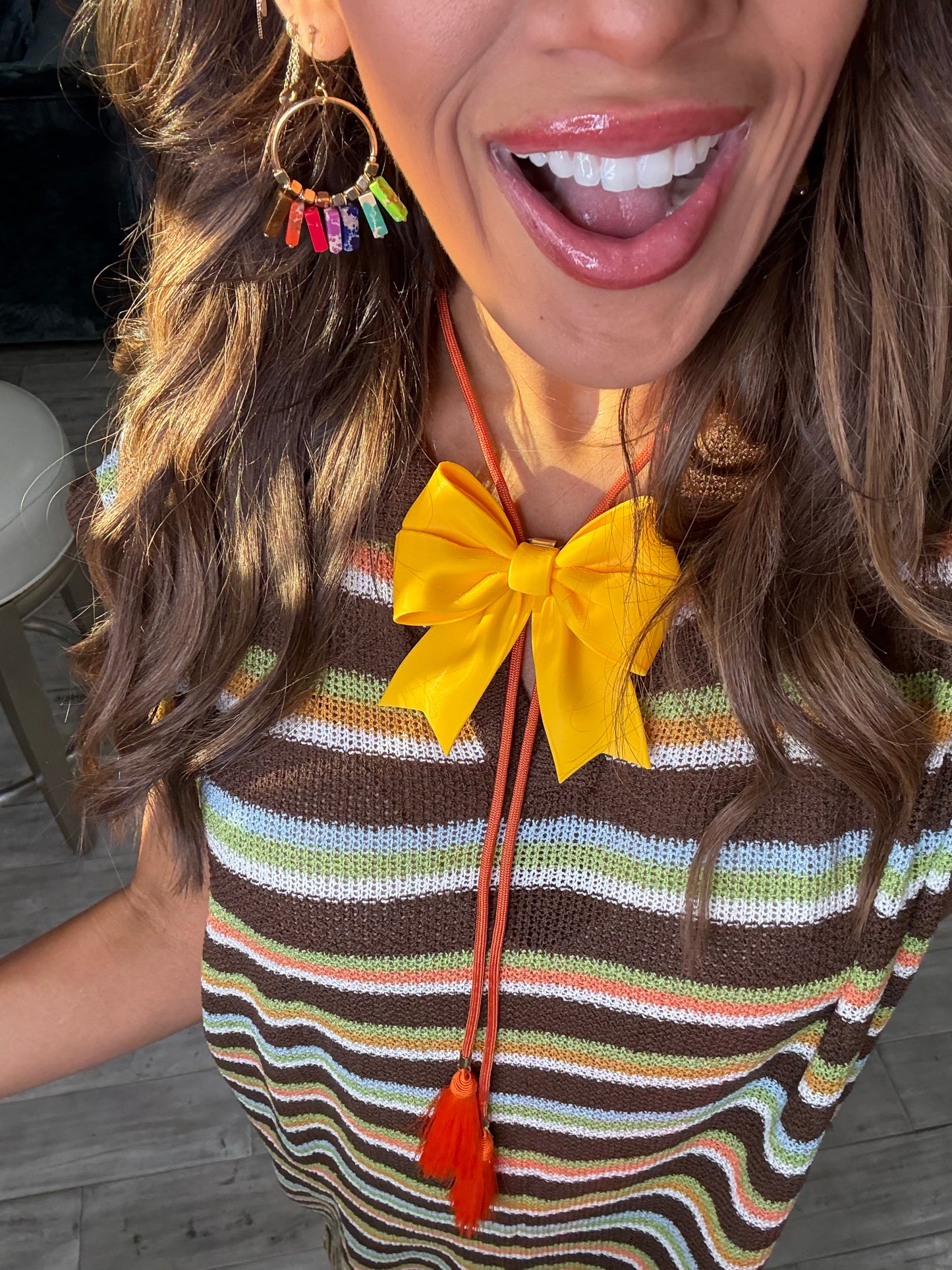 WR EXCLUSIVE Rahya - Ribbon Bow Bolo in Sunflower Yellow with Orange & Orange