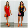 Halter V-Neck Shirred Romper (Reg.) - 2 Colors